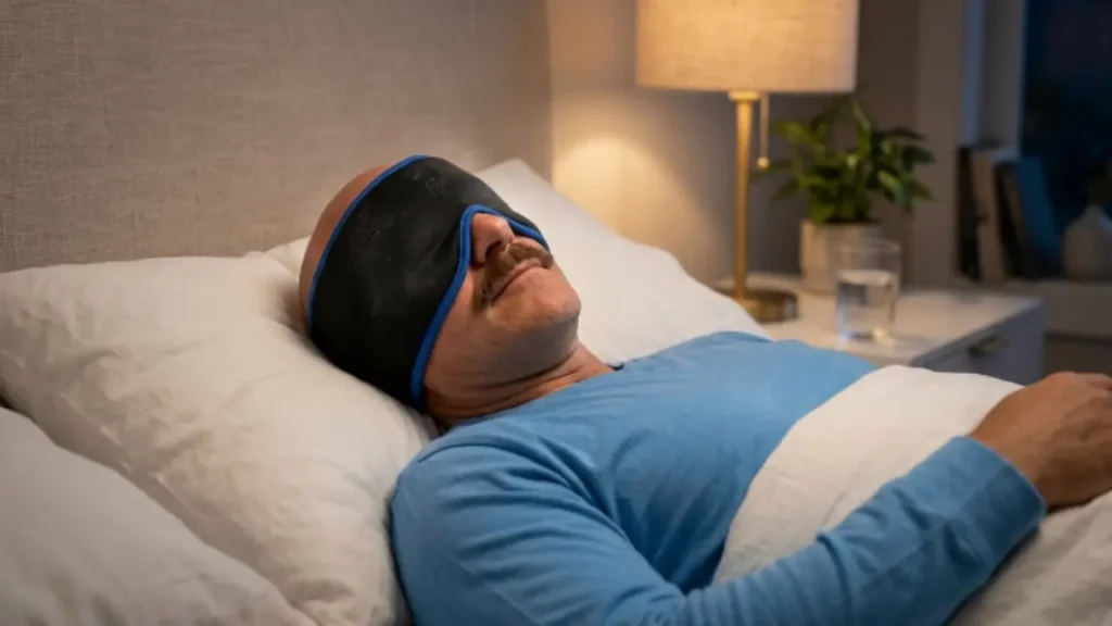 mysleepmask Schlafmaske inklusive 2 Ohrstöpseln und 2 Gelpads