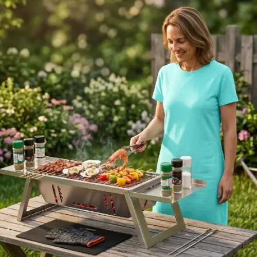 WixbFyn Kleiner Tragbarer Camping Holzkohlegrill