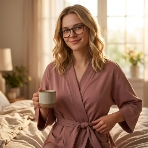 Ekouaer Bademantel für Damen Waffelstricka