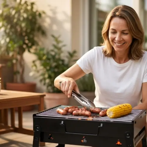 AGM Holzkohlegrill Picknickgrill Edelstahl