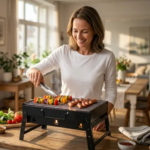 AGM Holzkohlegrill Picknickgrill Edelstahl