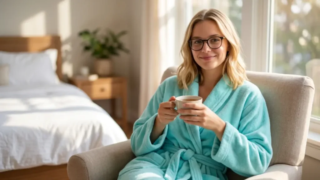 vislivin Leichter Bademantel Damen Frottee