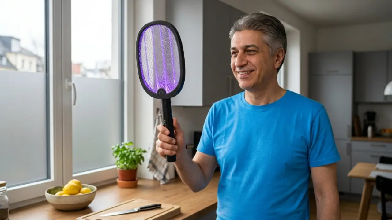 YISSVIC Elektrische Fliegenklatsche, besonders leistungsstark, zusammenklappbar